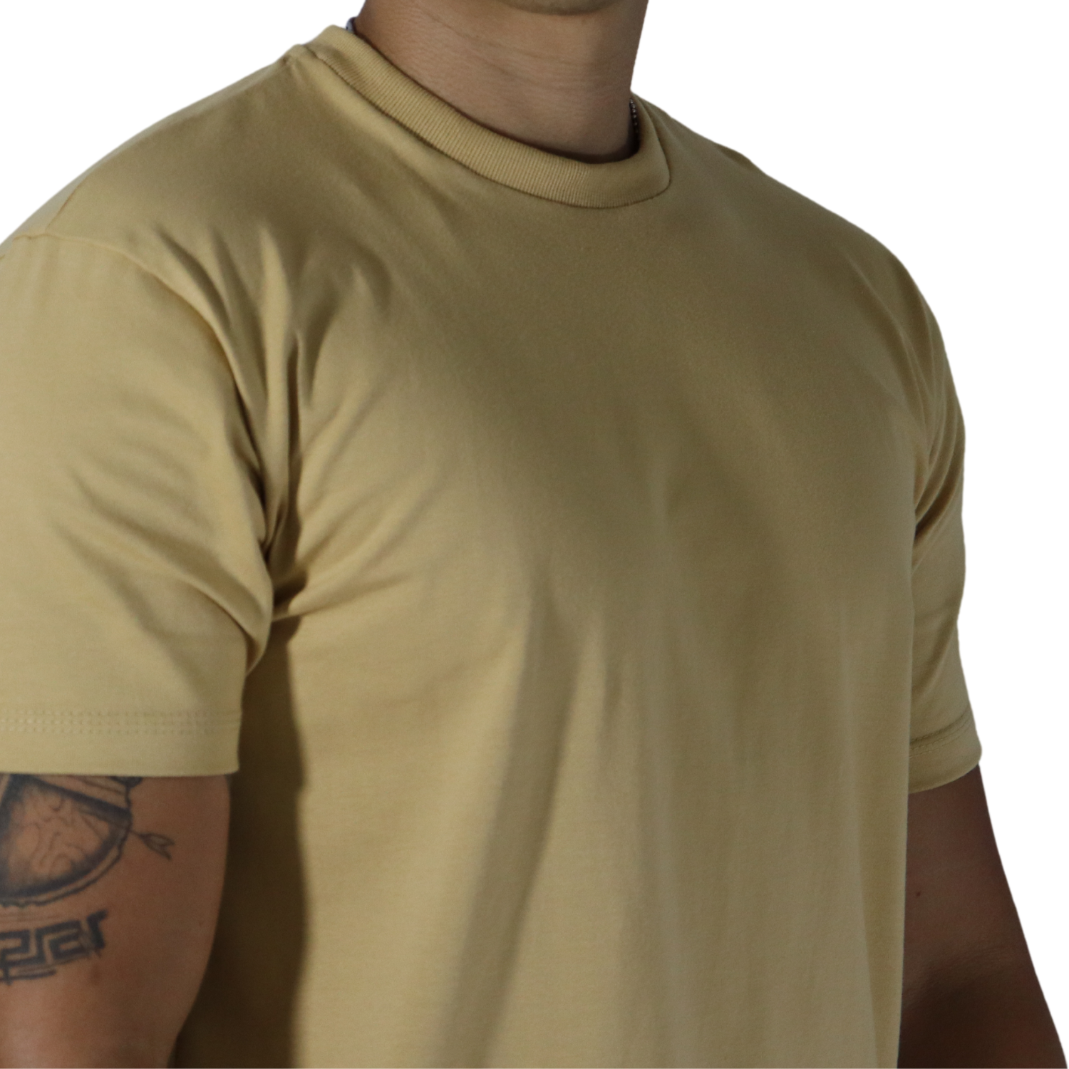 4 Camiseta masculina malha menegotti confort 100% algodão bege - Imagem 3