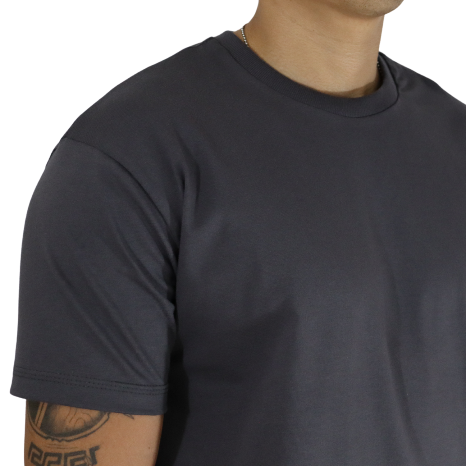 4 Camiseta masculina malha menegotti confort 100% algodão chumbo - Imagem 4