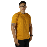 Camiseta masculina malha menegotti confort 100% algodão mostarda - Imagem 2