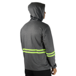 Camiseta masculina manga longa com capuz e faixa refletiva meia malha pv mescla escuro - Imagem 3