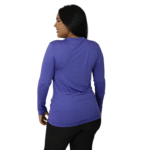 Camiseta feminina fit gola v manga longa dry plus azul royal - Imagem 3