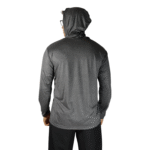 Camiseta masculina com capuz manga longa meia malha pv cinza mescla escuro - Imagem 4