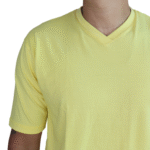 Camiseta masculina manga curta decote v algodão fio 30 amarelo - Imagem 4