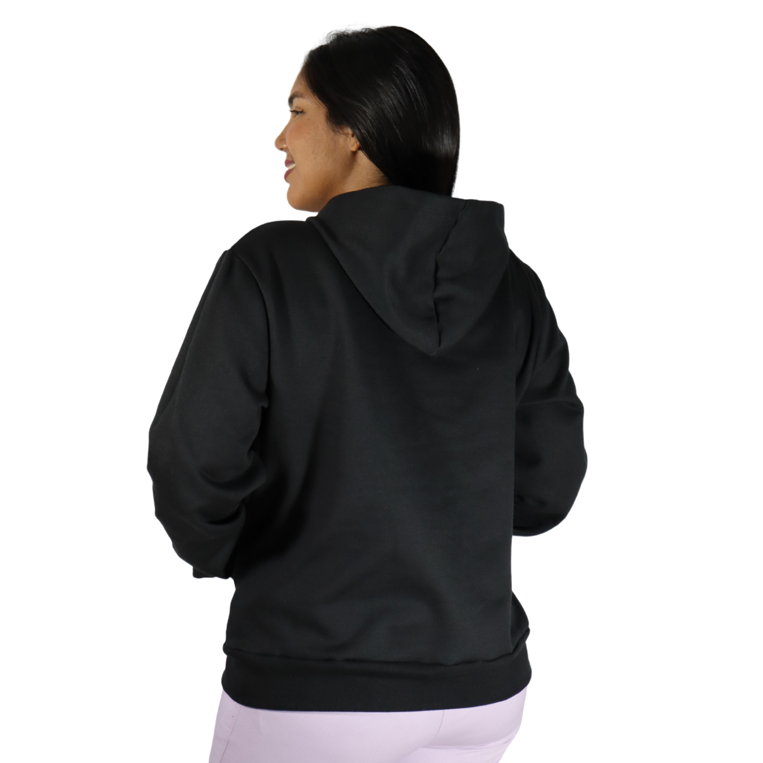 4 Agasalho feminino com capuz bolso canguru moletom preto - Imagem 4