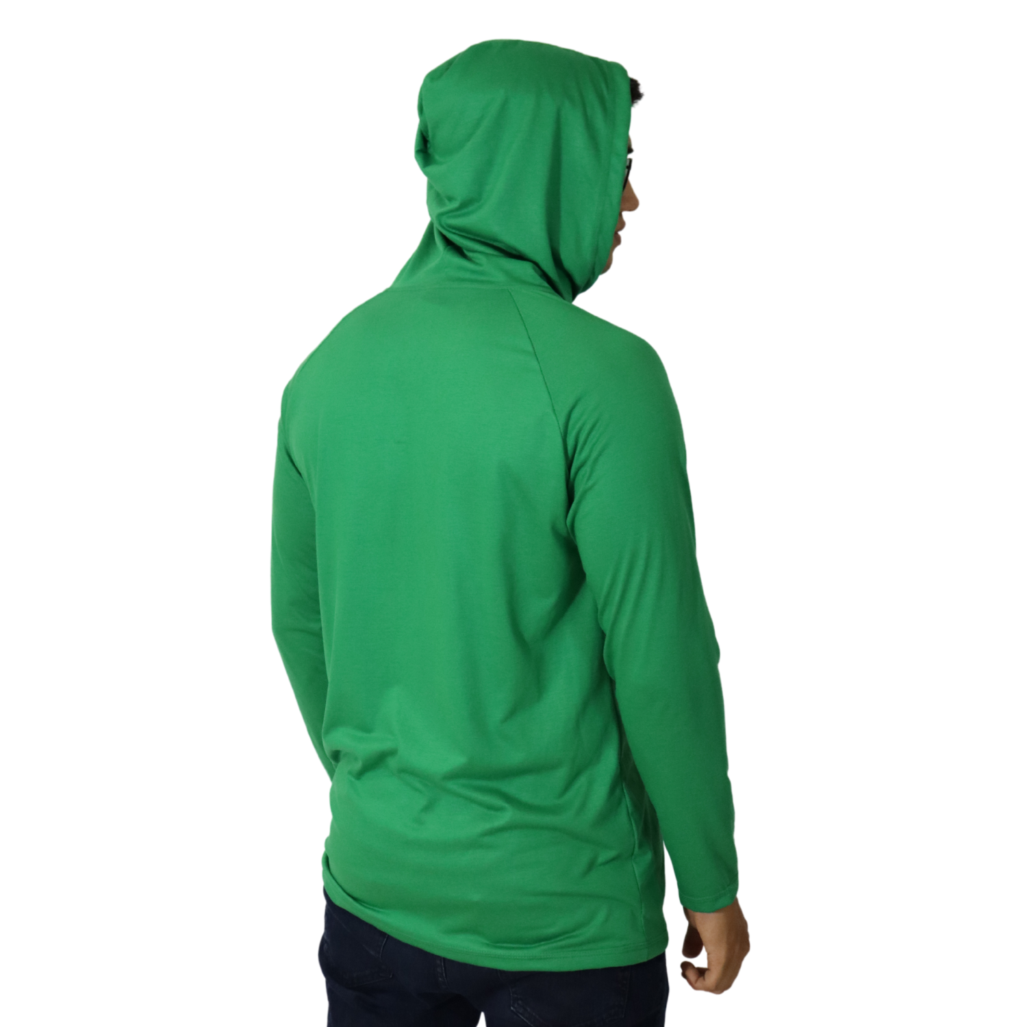 4 Camiseta masculina com capuz manga longa meia malha pv verde - Imagem 5