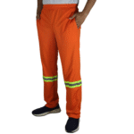 Calça masculina com elástico e faixa refletiva helanca colegial laranja - Imagem 2