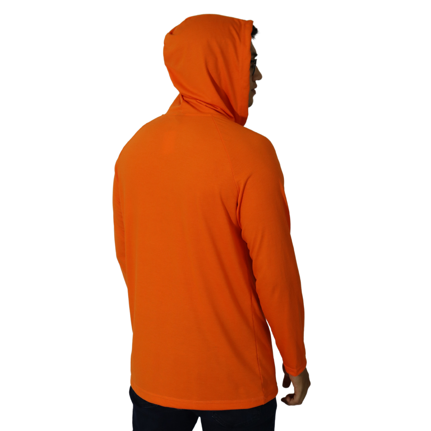 4 Camiseta masculina com capuz manga longa meia malha pv laranja - Imagem 5