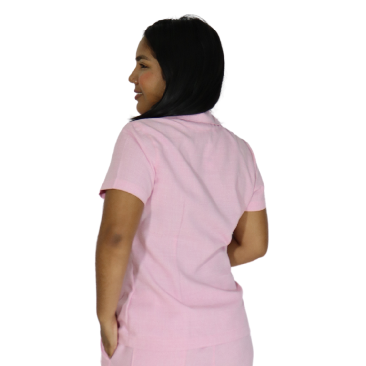4 Camisa feminina de serviço hospitalar tecido oxford rosa - Imagem 4