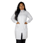 Jaleco feminino gola padre com zíper microfibra branco