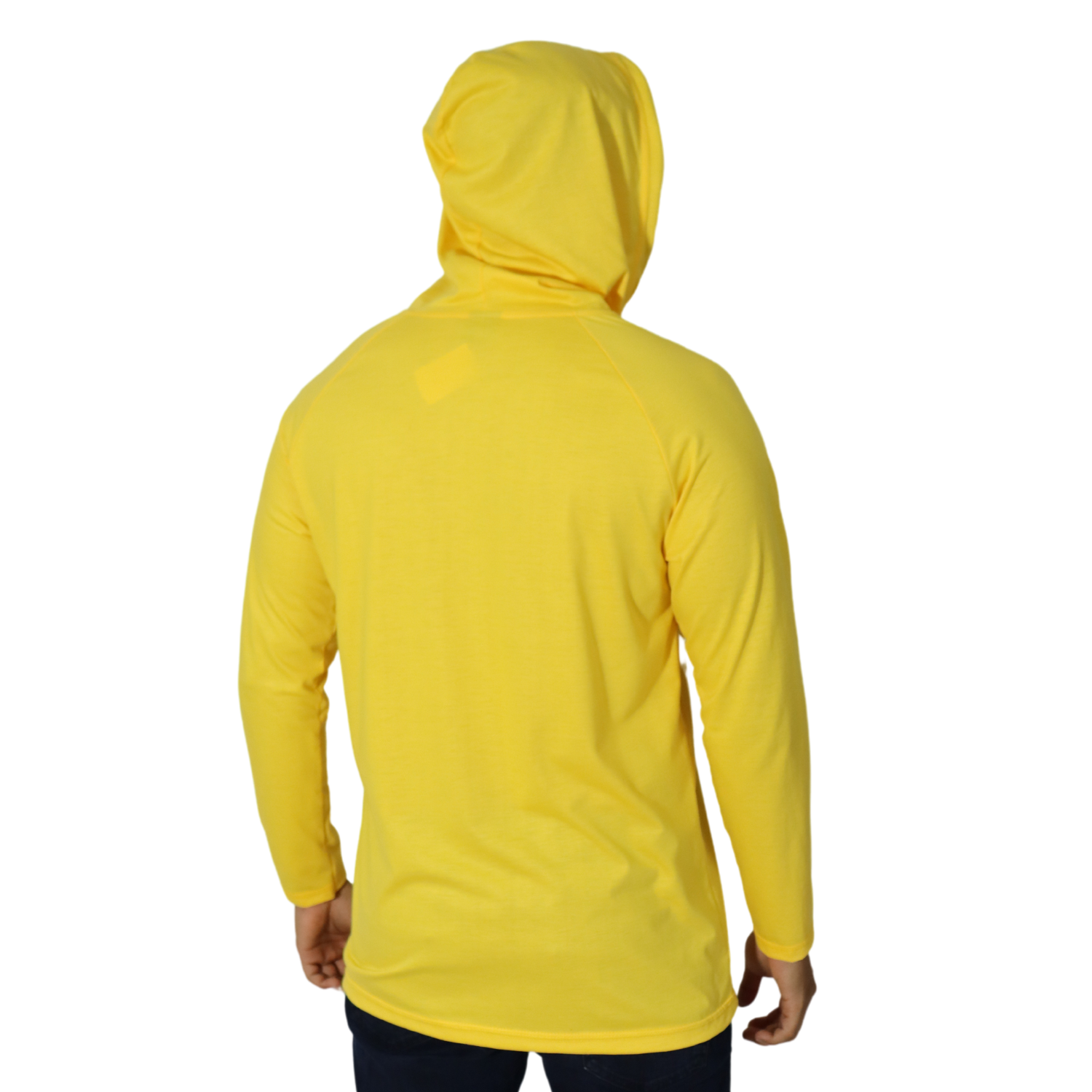 4 Camiseta masculina com capuz manga longa meia malha pv amarelo - Imagem 3