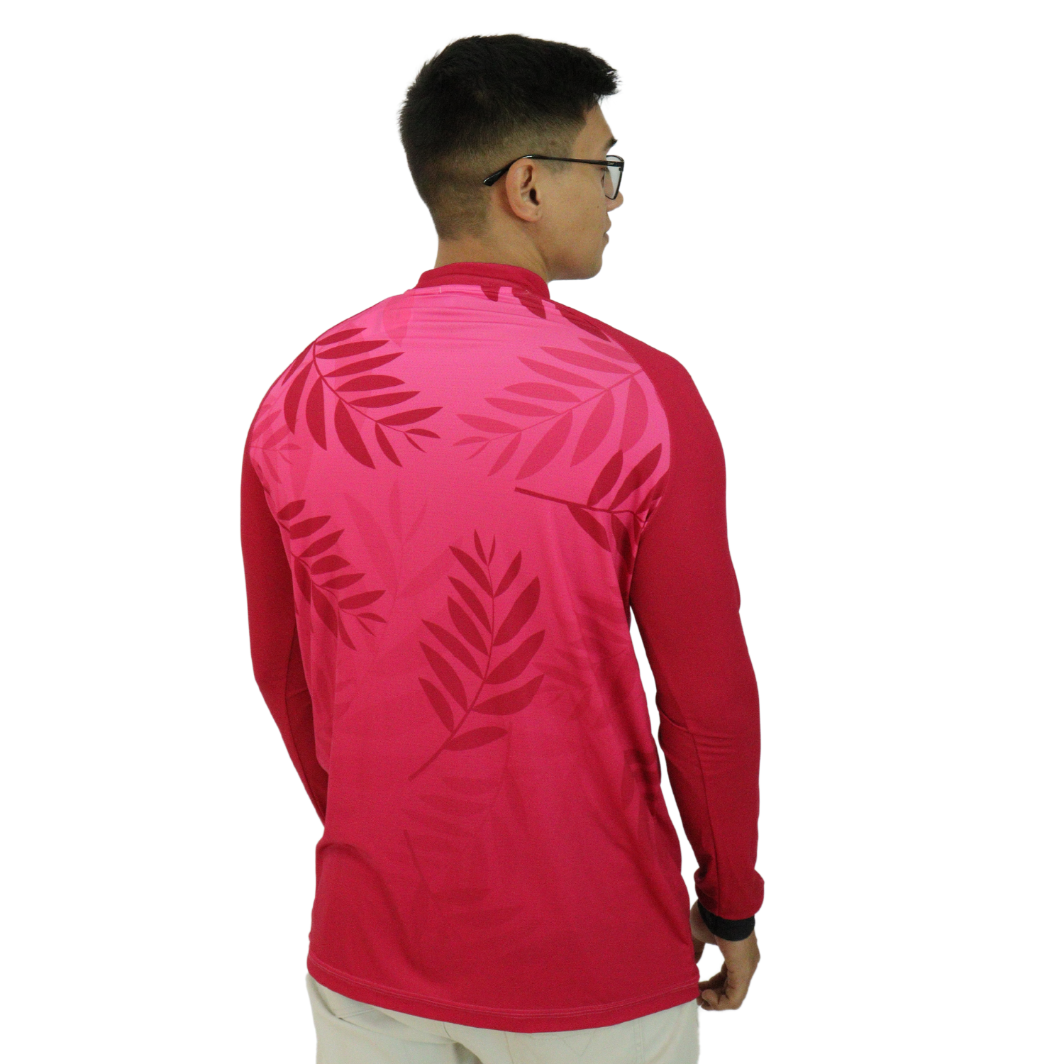 5 Camiseta masculina raglan manga longa com zíper aerodry estampa de folhas - Imagem 3