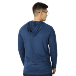Camiseta masculina com capuz manga longa meia malha pv azul marinho - Imagem 5