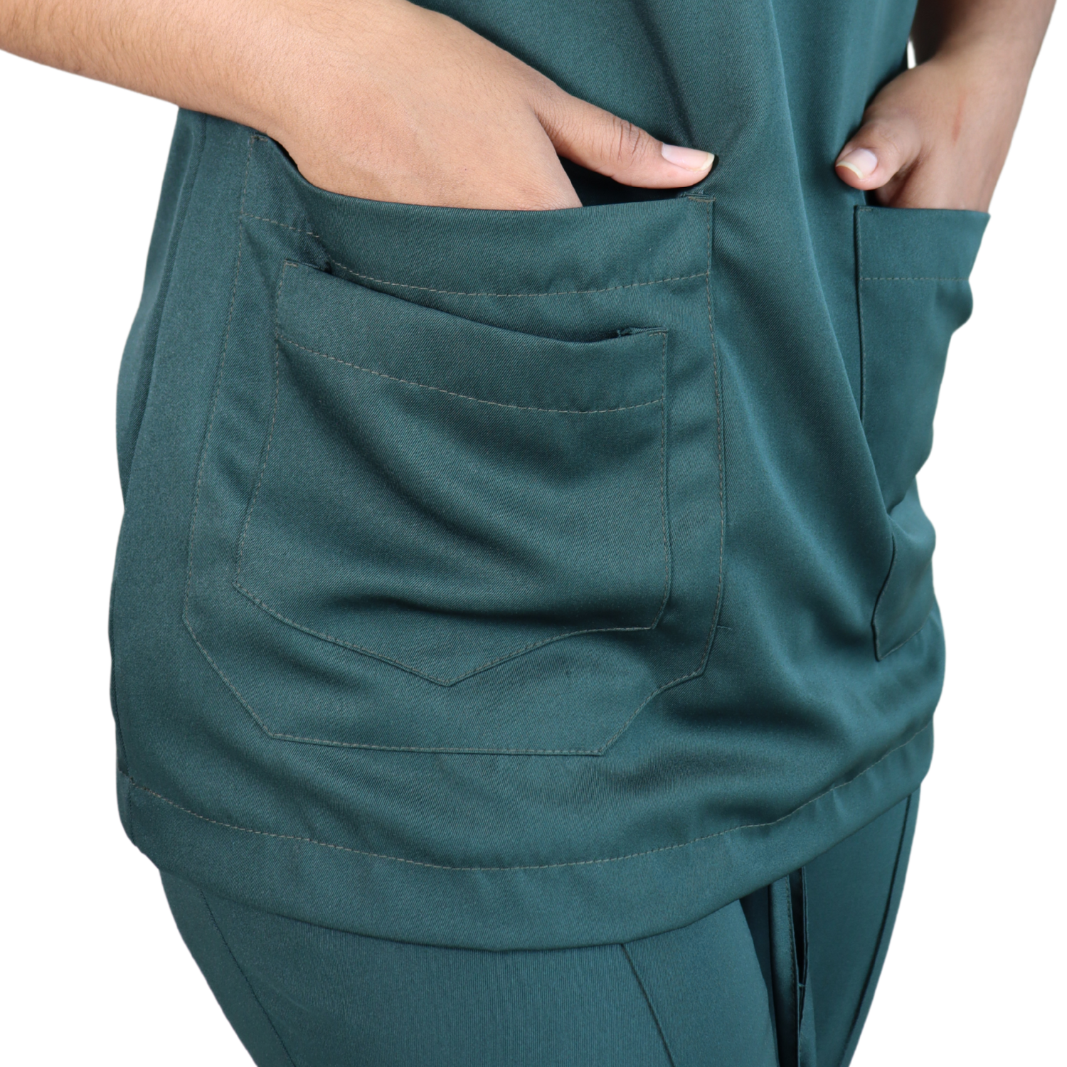 6 Camisa feminina de serviço hospitalar oxford verde musgo - Imagem 6