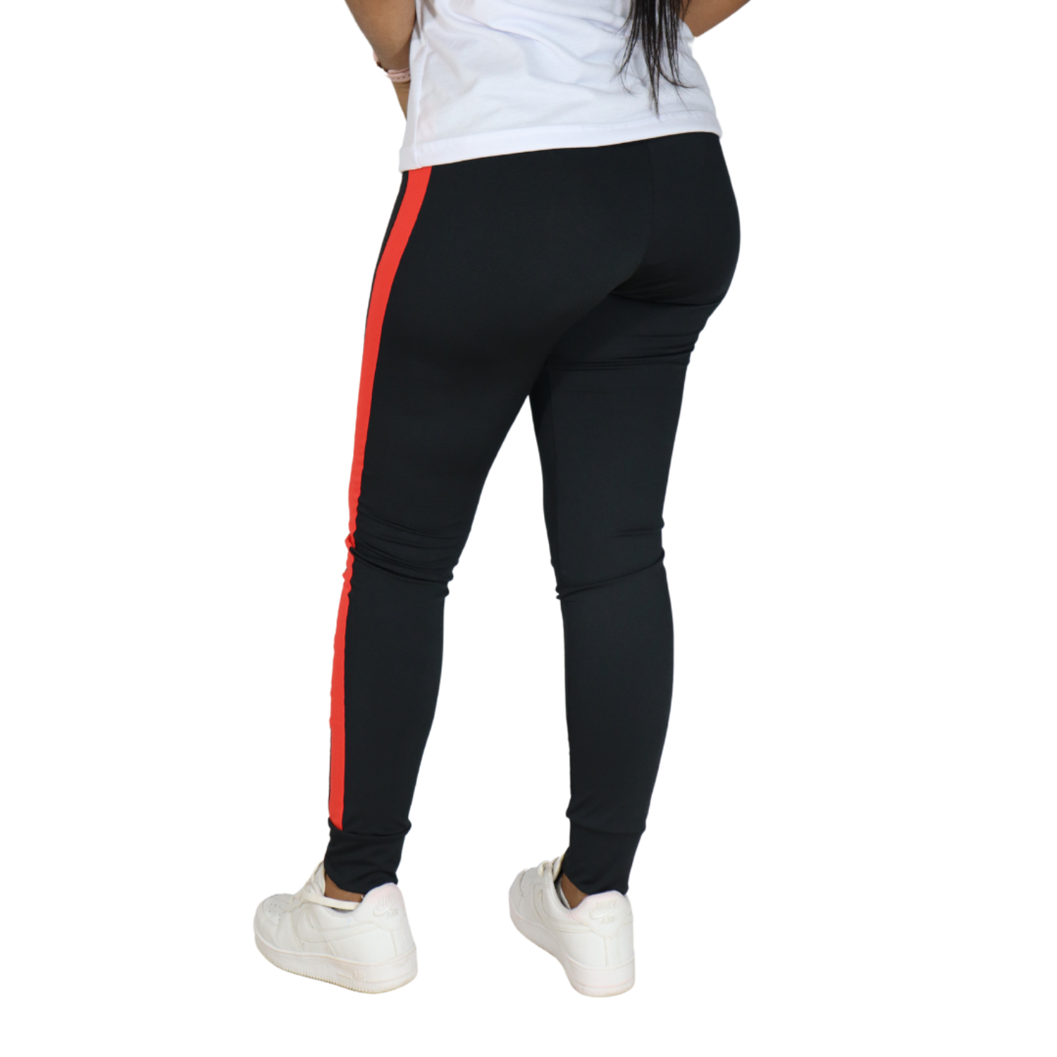 6 Calça feminina legging com recorte barra lateral tecido suplex vermelho - Imagem 3