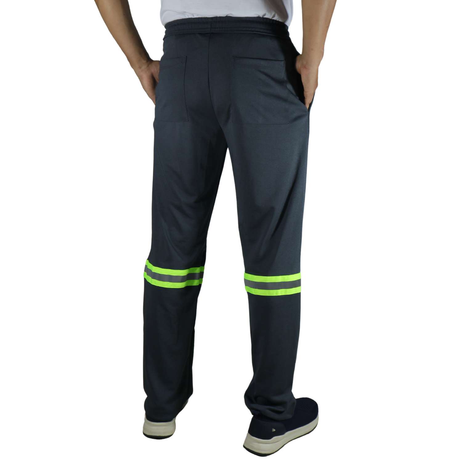 7 Calça masculina com elástico e faixa refletiva helanca colegial cinza chumbo - Imagem 3