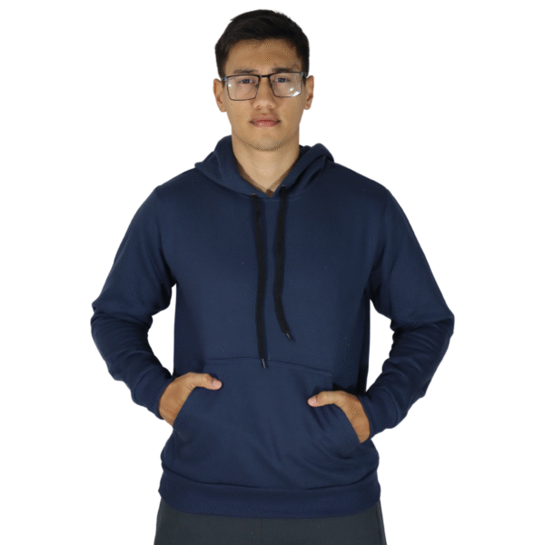 Agasalho masculino com capuz bolso canguru moletom azul marinho