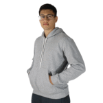 Agasalho masculino com capuz bolso canguru moletom cinza mescla claro