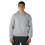 Agasalho masculino com capuz bolso canguru moletom cinza mescla escuro