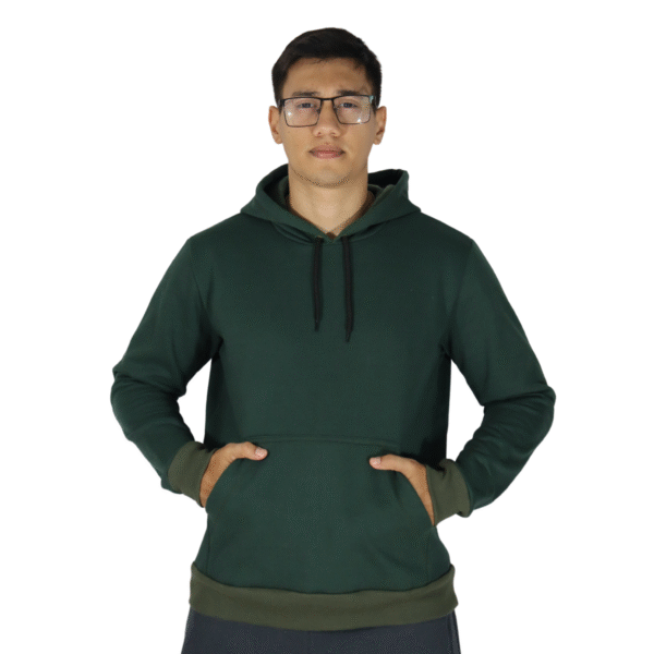 Agasalho masculino com capuz bolso canguru moletom verde mata