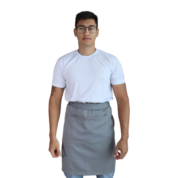 Avental masculino com bolso frontal microfibra cinza claro