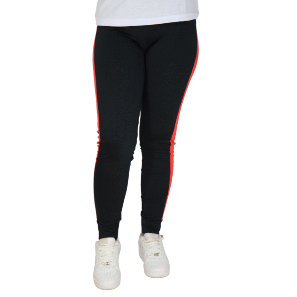 Calça feminina legging com recorte barra lateral tecido suplex vermelho
