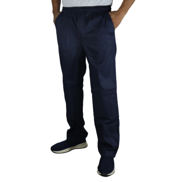 Calça masculina com elástico brim leve azul noite