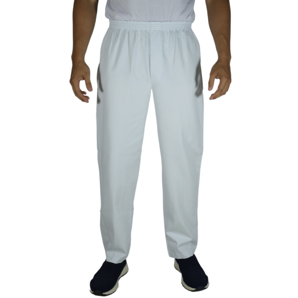 Calça masculina com elástico brim leve branco