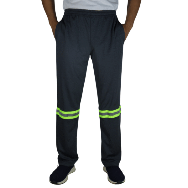 Calça masculina com elástico e faixa refletiva helanca colegial cinza chumbo