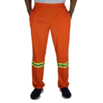 Calça masculina com elástico e faixa refletiva helanca colegial laranja