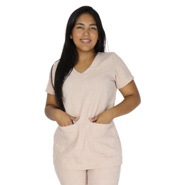 Camisa feminina de serviço hospitalar tecido oxford melody nude