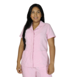 Camisa feminina de serviço hospitalar tecido oxford rosa