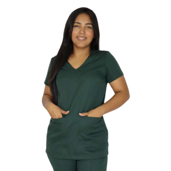 Camisa feminina de serviço hospitalar tecido microfibra verde militar