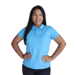 Camisa feminina polo gola pronta manga curta piquet pa azul celeste
