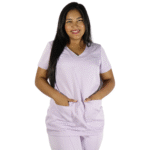 Camisa feminino de serviço hospitalar tecido oxford lilás