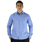Camisa masculina social slim manga longa tricoline azul celeste
