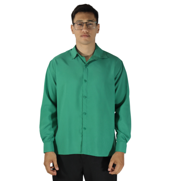 Camisa masculina social slim manga longa oxfordine verde bandeira