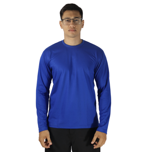 Camiseta tradicional masculina manga longa malha pv azul royal