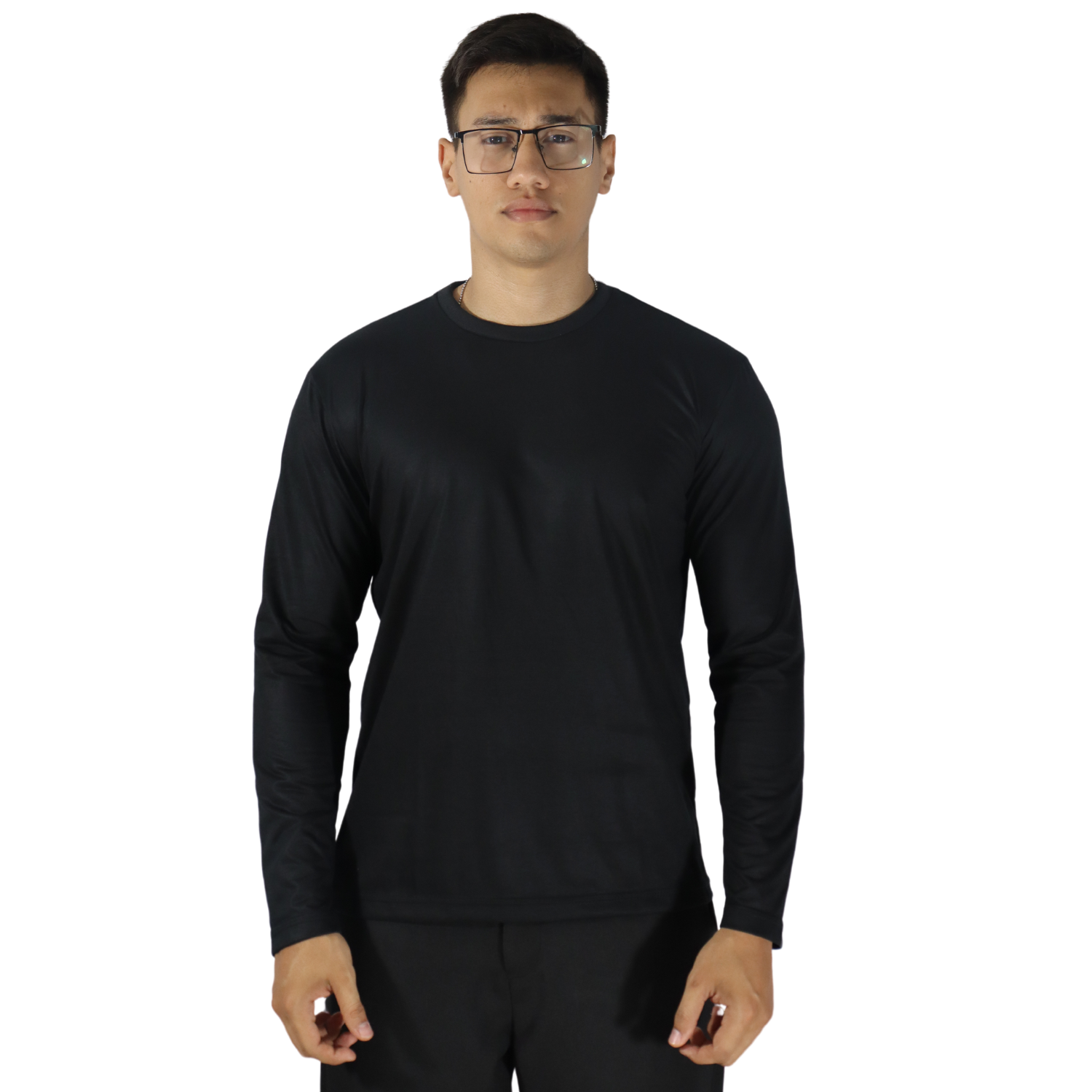 Camiseta Tradicional masculina manga longa malha pv preto Camiseta tradicional masculina manga longa malha pv preto - Imagem 1