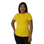 Camiseta feminina fit manga curta gola mesmo tecido cacharrel amarelo