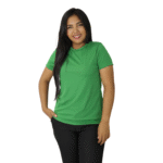 Camiseta feminina fit manga curta gola mesmo tecido cacharrel verde bandeira