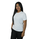 Camiseta feminina fit manga curta gola mesmo tecido dry plus branco - Imagem 2