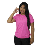 Camiseta feminina fit manga curta gola mesmo tecido dry plus rosa