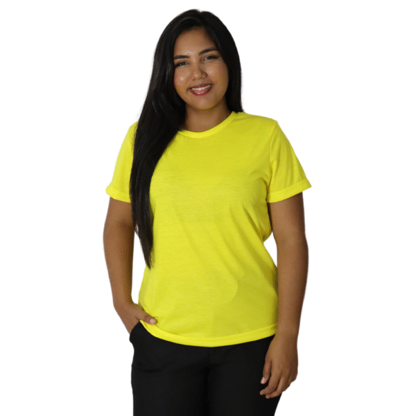 Camiseta feminina t-shirts manga curta meia malha pv amarelo