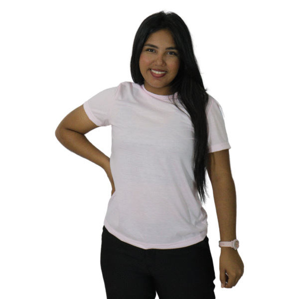 Camiseta feminina t-shirts manga curta meia malha pv rosa