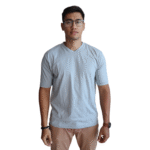 Camiseta masculina manga curta decote v algodão fio 30 cinza claro