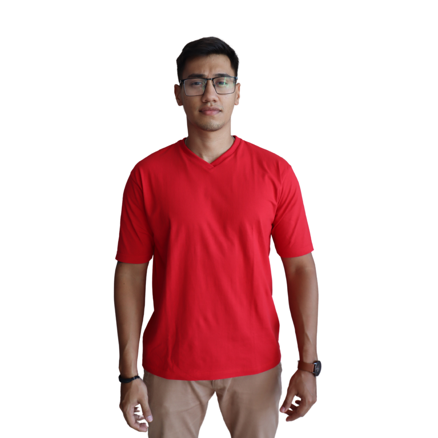 Camiseta masculina manga curta decote v algodão fio 30 vermelho Camiseta masculina manga curta decote v algodão fio 30 vermelho - Imagem 1