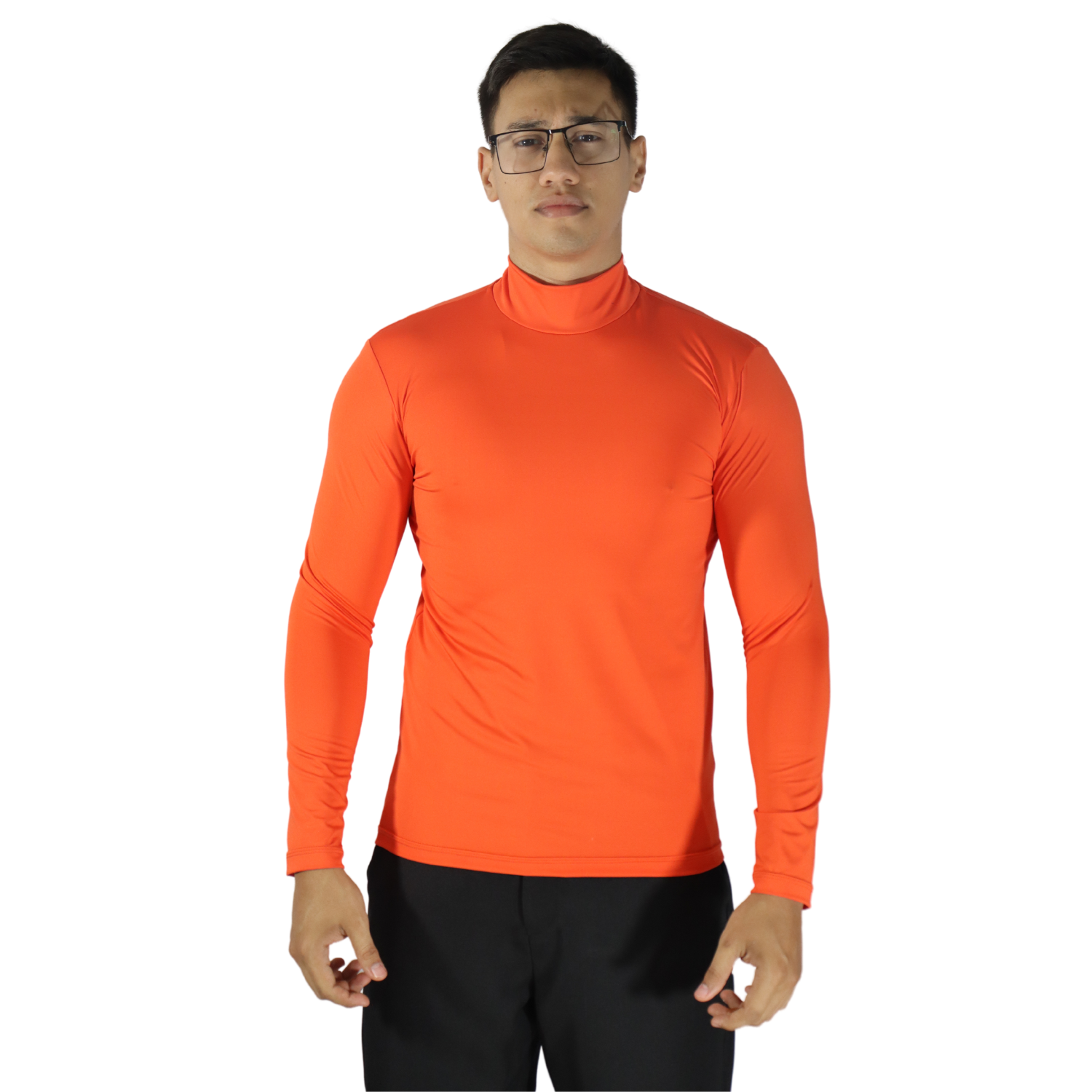 Camiseta masculina manga longa gola alta dry plus laranja Camiseta masculina manga longa gola alta dry plus laranja - Imagem 1