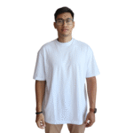 Camiseta masculina oversized gola careca algodão branco