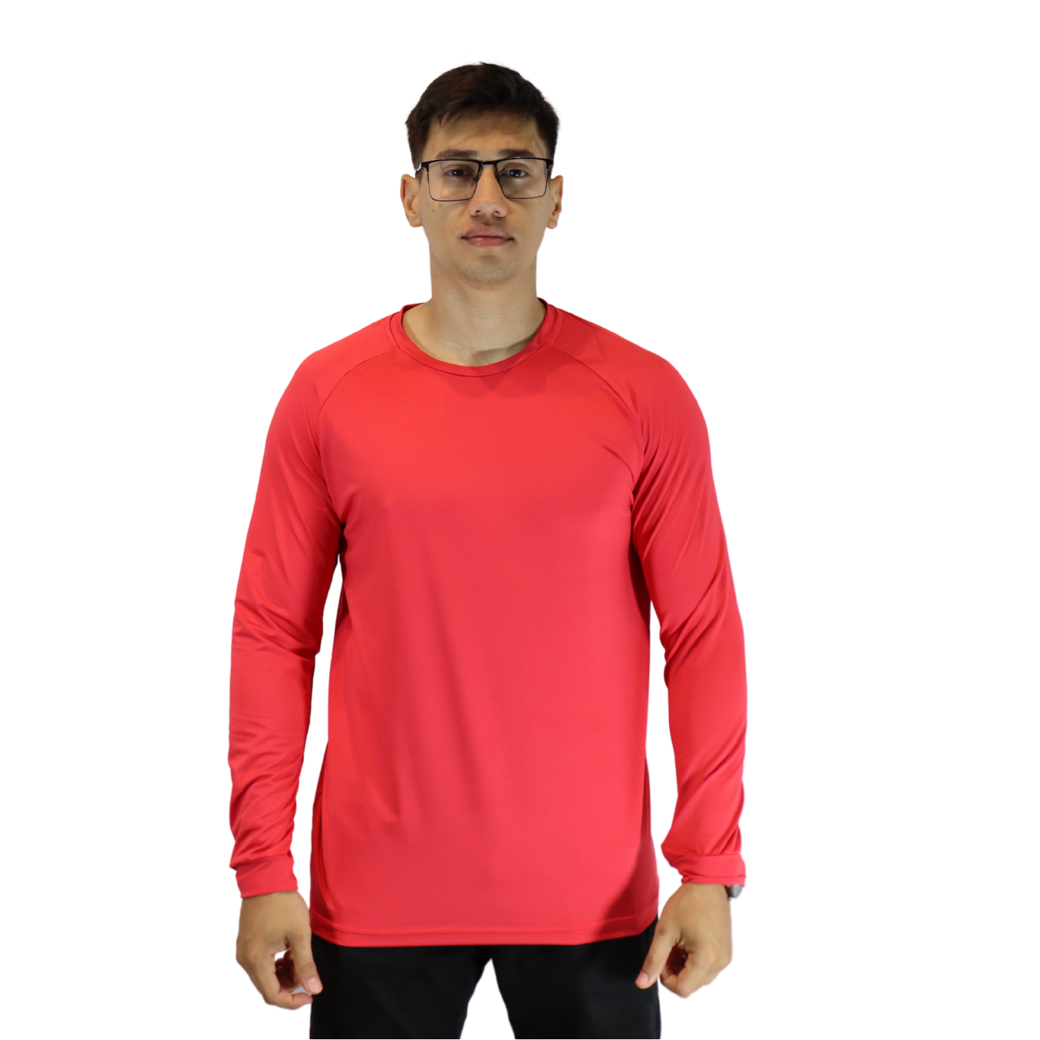 Camiseta masculina raglan manga longa dry plus vermelho Camiseta masculina raglan manga longa dry plus vermelho - Imagem 1