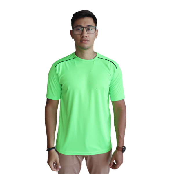 Camiseta masculina recorte com vivo manga curta aerodry verde limão